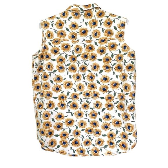 Quiz Z 90s Sunflower Sleeveless Button Down Vintage Top Size Large - Picture 2 of 5